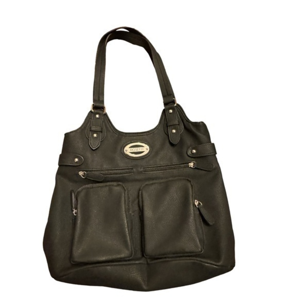 Vintage Rosetti Black Shoulder Handbag with Two Front Pockets